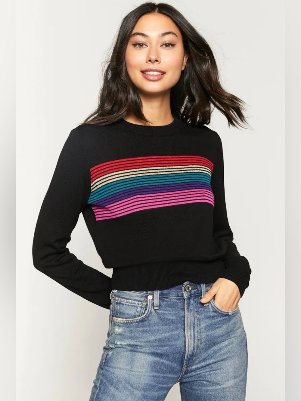 NWOT Spiritual Gangster Nikki Rainbow Crop Sweater - Picture 12 of 14